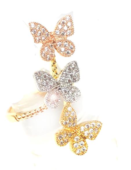 PRECIOSOS ANILLOS GRANDES DE MARIPOSAS EN TRES OROS - Imagen 2