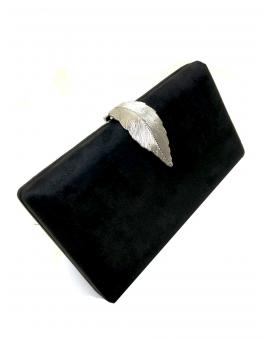 BOLSOS DE FIESTA NEGROS CON PRECIOSO CIERRE DE HOJA PLATEADA - Imagen 1