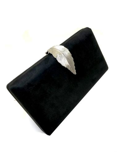 BOLSOS DE FIESTA NEGROS CON PRECIOSO CIERRE DE HOJA PLATEADA