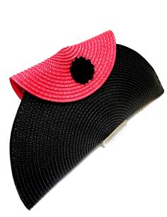 BOLSOS NEGROS Y ROJOS DE RAFIA CON BONITO DISEÑO DE CAPOTE - Imagen 1