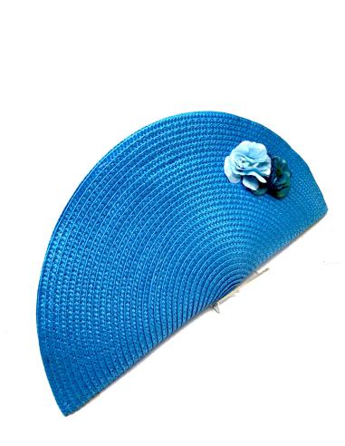 BOLSOS AZULES DE RAFIA CON DISEÑO DE ABANICO PARA BODAS