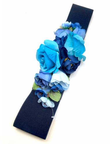 CINTURONES AZUL MARINO CON BONITAS FLORES AZULONAS