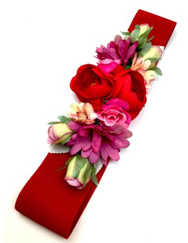 CINTURONES ROJOS CON BONITAS FLORES PARA BODAS Y EVENTOS