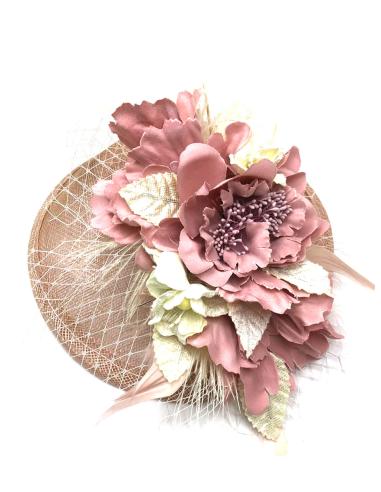 TOCADOS ROSAS PEQUEÑOS CON FLORES Y PLUMAS ELEGANTES