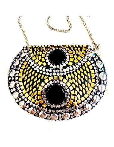 BOLSOS FIESTA DORADOS Y PLATEADOS COFRE DECORADO CON NEGRO