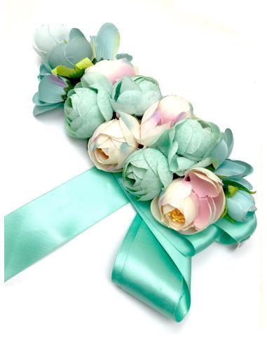 CINTURONES VERDE AGUA DE INVITADA BODAS CON FLORES BONITAS