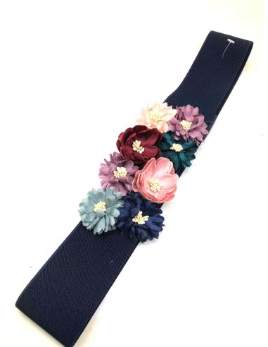 CINTURONES BODAS AZUL MARINO DECORADO CON PEQUEÑAS FLORES