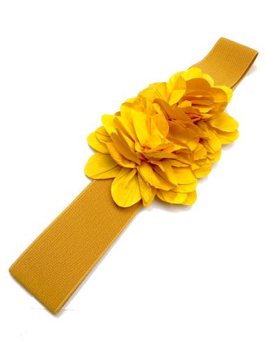 CINTURONES MOSTAZAS CON FAJIN ELASTICO CON BONITAS FLORES