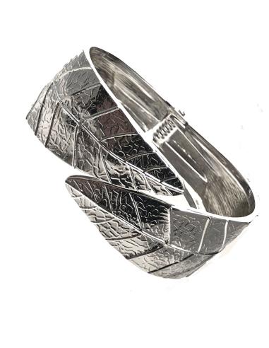 PULSERAS DE MUJER PLATEADAS CON ORIGINAL DISEÑO DE HOJAS