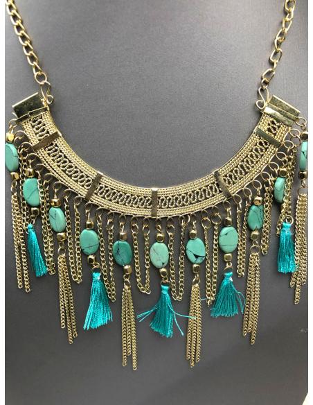 COLLARES DORADOS CON PRECIOSA DECORACION ESTILO INDIO - Imagen 2