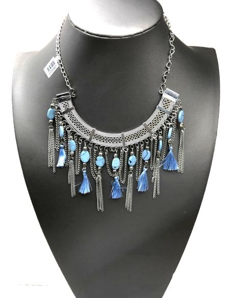 BONITOS COLLARES PLATEADOS Y AZULES DE ESTILO ORIENTAL