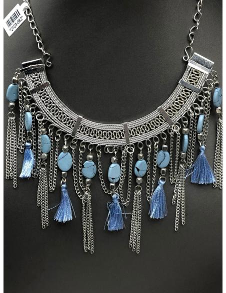 BONITOS COLLARES PLATEADOS Y AZULES DE ESTILO ORIENTAL