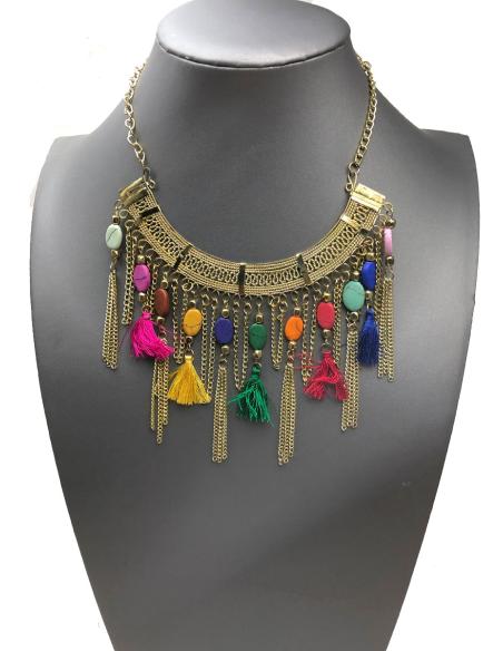 PRECIOSOS COLLARES CORTOS PARA MUJER EN DORADO Y MULTICOLOR - Imagen 1