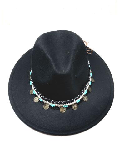 SOMBREROS NEGROS CON PRECIOSA DECORACION BOHO CHIC