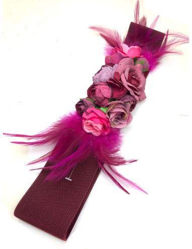 CINTURONES GRANATES CON FLORES Y PLUMAS PARA BODAS Y EVENTOS - Imagen 1