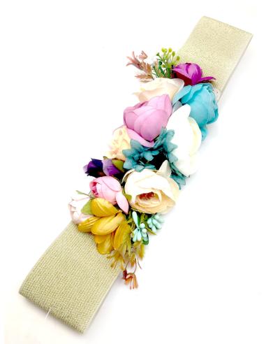 CINTURONES DORADOS CON BONITAS FLORES PARA BODAS Y EVENTOS