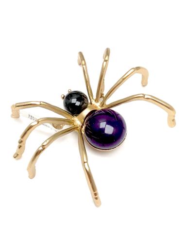 BROCHES DE ARAÑA CON CUERPO MORADO Y PATAS ORO MATE