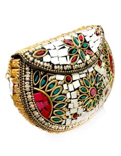 BOLSOS FIESTA ETNICOS DE COFRE BLANCO CON PRECIOSO MOSAICO - Imagen 1