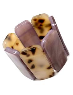 PRECIOSAS PULSERAS ELASTICAS MALVAS Y DE CAREY PARA MUJER - Imagen 1