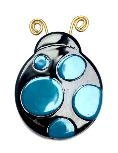 BROCHES BONITOS Y DIVERTIDOS CON VISTOSA MARIQUITA AZUL