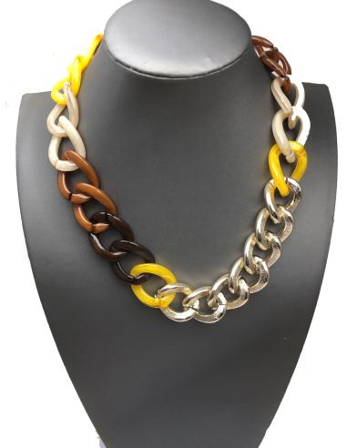 COLLAR CORTO MARRON Y MOSTAZA DE ESLABONES