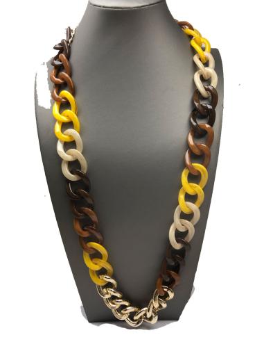 COLLARES LARGOS MARRONES Y MOSTAZA DE GRANDES ESLABONES - Imagen 1