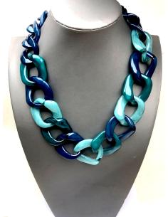 BONITOS COLLARES CORTOS EN TONOS AZULES DE ESLABONES GRANDES - Imagen 1