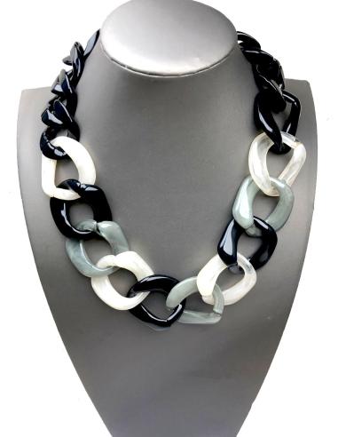 COLLARES CORTOS DE ESLABONES GRANDES TONOS NEUTROS BLACK & WHITE - Imagen 1