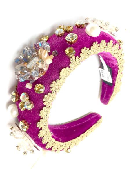 DIADEMAS JOYA BUGAMBILIAS HAND MADE DECORADAS CON PEDRERIA
