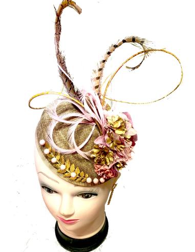TOCADOS ROSA MAQUILLAJE CON PLUMAS DE FAISAN MUY ELEGANTES