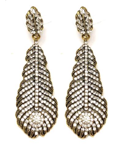 PENDIENTES LARGOS DE FIESTA CON PRECIOSO DISEÑO DE PLUMA
