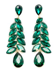 PENDIENTES LARGOS VERDES PARA BODAS CON BRILLO ESPECTACULAR - Imagen 1