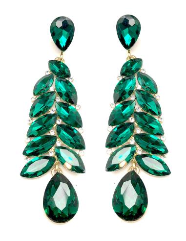 PENDIENTES LARGOS VERDES PARA BODAS CON BRILLO ESPECTACULAR - Imagen 1