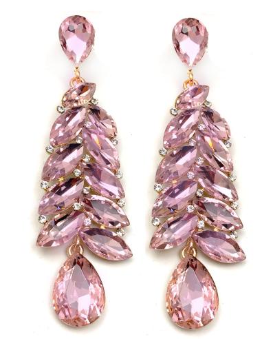 PENDIENTES LARGOS ROSAS PARA BODAS CON BRILLO ESPECTACULAR - Imagen 1