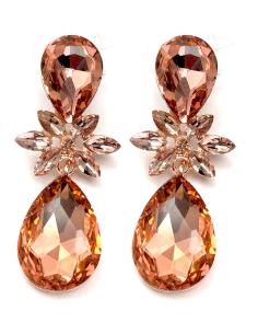 PENDIENTES BODA PARA INVITADAS Y MADRINAS EN CRISTAL CORAL CLARO - Imagen 1