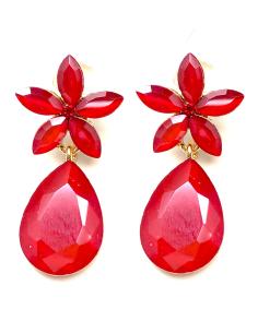 PEQUEÑOS PENDIENTES ROJOS CON DISEÑO DE BONITA FLOR