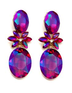 PENDIENTES LARGOS DE FIESTA EN TORNASOL FUCSIA Y BUGAMBILIA
