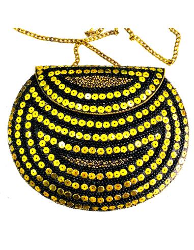 CLUTCH DE BODA Y FIESTA DORADOS CON PEDRERIA Y ROCALLA