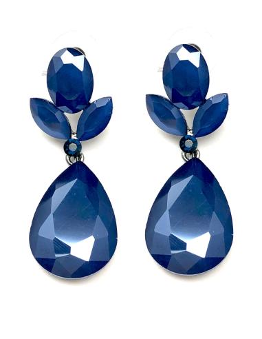 PENDIENTES AZULES TONO MARINO DE CRISTAL PARA BODAS Y EVENTOS - Imagen 1