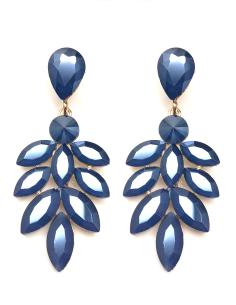 PENDIENTES LARGOS AZUL MARINO CON PRECIOSO DISEÑO DE HOJAS - Imagen 1