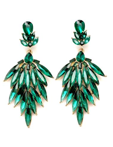 PENDIENTES VERDES LARGOS DE FIESTA FABULOSO DISEÑO DE CRISTAL