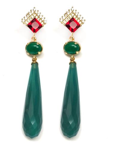 PENDIENTES VERDES PARA BODAS CON PRECIOSA LAGRIMA TALLADA