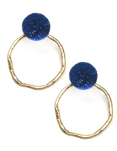 PENDIENTES DE BISUTERIA AZUL MARINO DE ARO MUY FAVORECEDOR