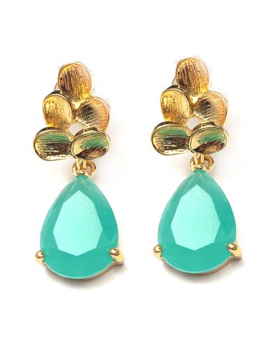 PENDIENTES PEQUEÑOS Y ELEGANTES CON FINA LAGRIMA VERDE AGUA