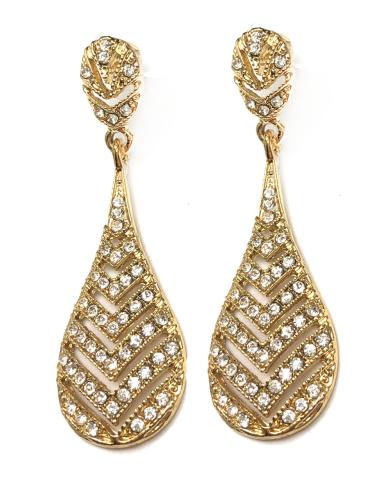 PENDIENTES LARGOS DORADOS CON DISEÑO DE LAGRIMA DECORADA