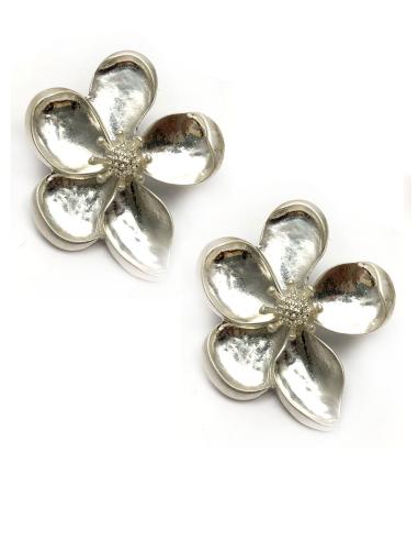 PENDIENTES PLATEADOS DE MUJER PARA BODAS CON BONITA FLOR