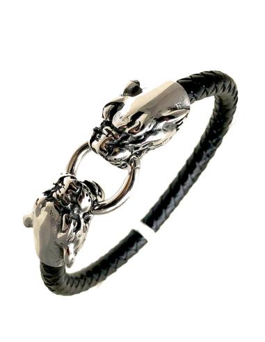 PULSERAS DE HOMBRE NEGRAS CON CABEZAS FELINAS