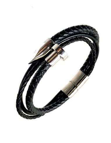ORIGINALES PULSERAS DE HOMBRE NEGRAS CON CLAVO DE ACERO - Imagen 1