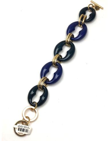 PULSERAS AZULES DE ESLABONES DORADOS GRANDES Y CALABROTE