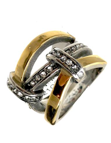ANILLOS GRANDES DORADOS Y PLATEADOS DE DISEÑO ACTUAL - Imagen 1